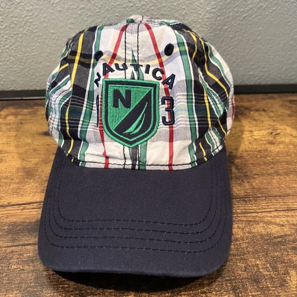 Nautica Kids Strapback Hat Adjustable Tartan Plaid Polyester Blend - Picture 2 of 8